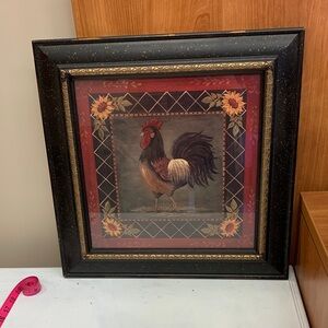 Rustic Rooster Wall Art by Jo Moulton with Black and Gold Speckled Frame